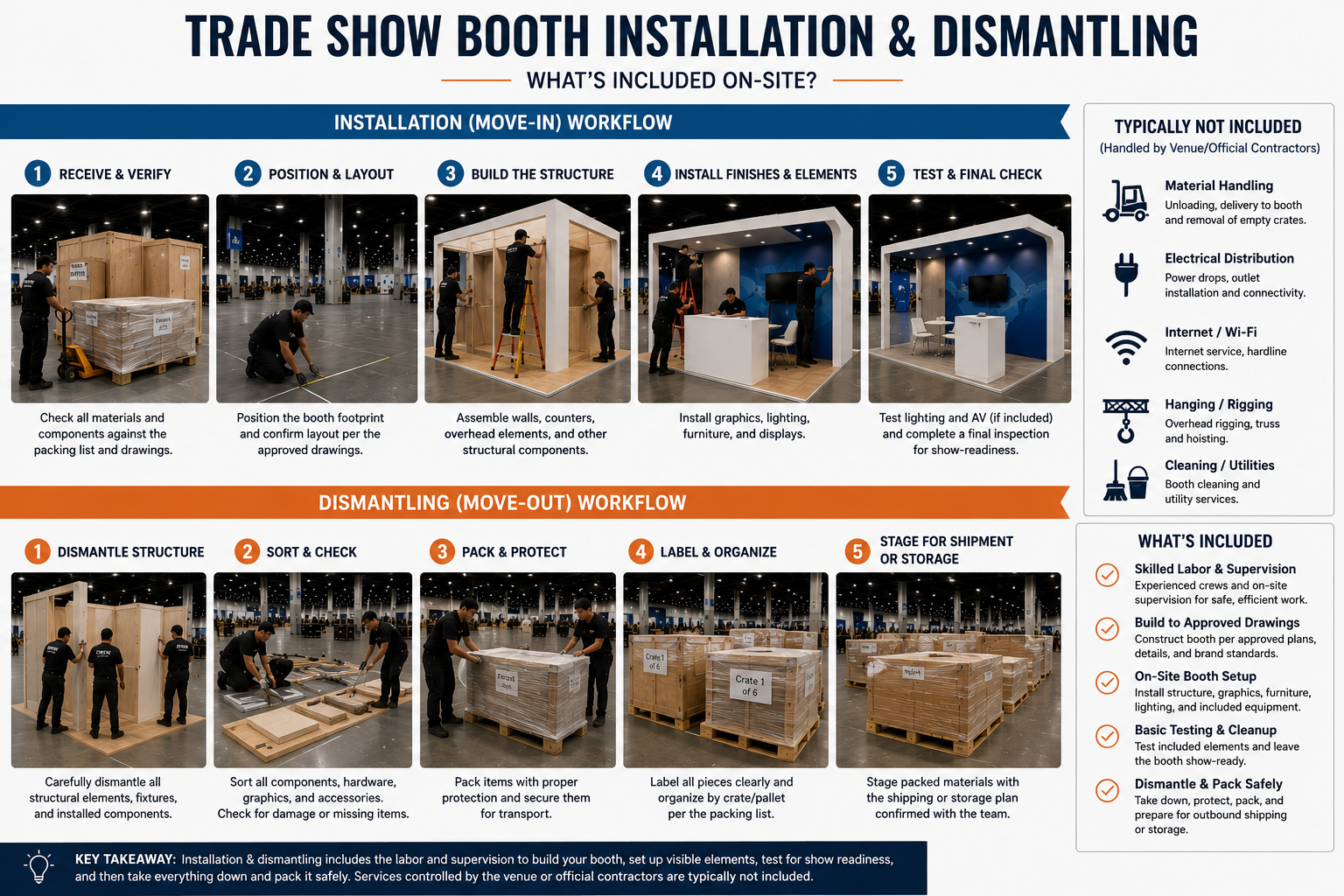 trade show booth installation and dismantling steps and tasks